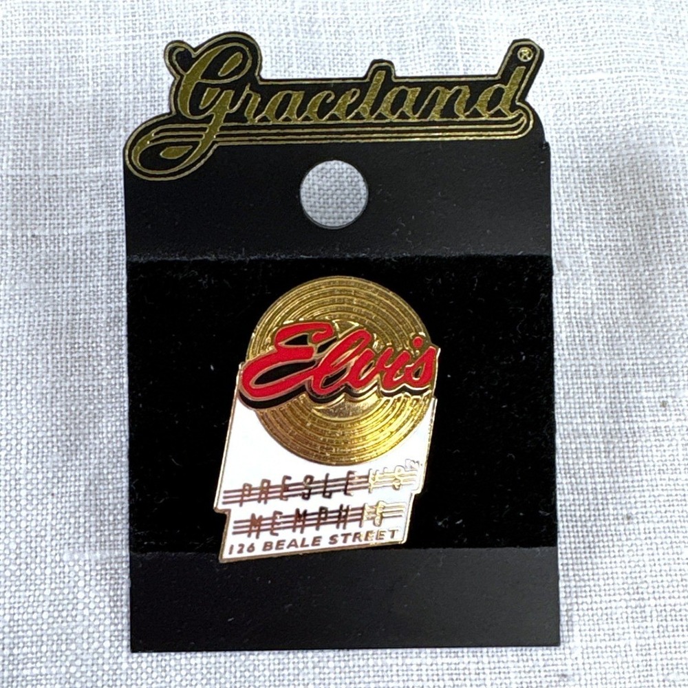 Elvis Presley Graceland Memphis 126 Beale Street Enamel Pin Gold Record